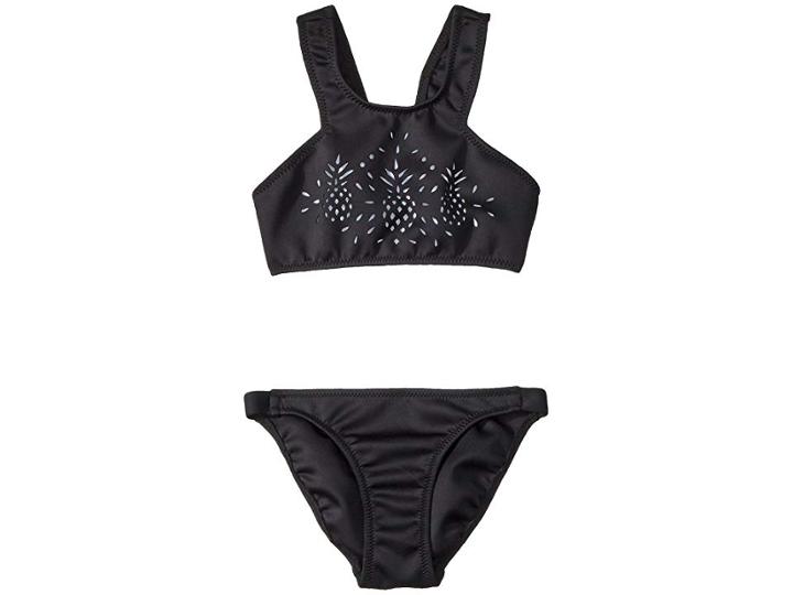 Seafolly Kids Pineapple Daze Scuba Tankini Set (little Kids/big Kids) (black) Girl's Swimwear Sets