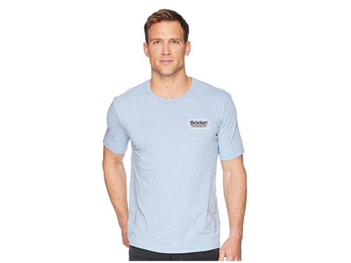 Brixton Palmer Short Sleeve Premium Tee (heather Blue) Men's T Shirt