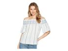 1.state Off Shoulder Smocked Shirt With Embroidery (antique White) Women's Clothing