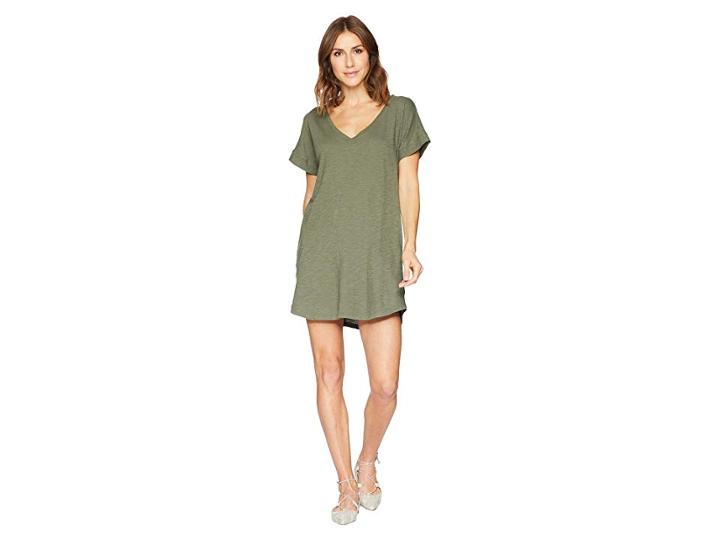 Allen Allen Short Sleeve Vee Dress With Pockets (cilantro) Women's Dress