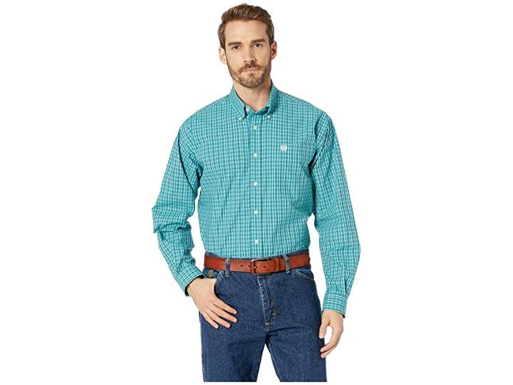 Cinch Long Sleeve Plaid (teal) Men's Clothing