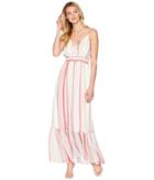 Jack By Bb Dakota Luciana Umbrella Stripe Printed Crinkle Chiffon Maxi Dress (cloud White) Women's Dress