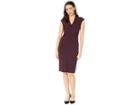 Tahari By Asl Cap Sleeve Stretch Crepe Sheath Dress With Side Ruching (aubergine) Women's Clothing
