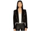 The Kooples Velvet Biker Jacket With Upturned Collar (black) Women's Coat