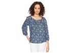 Michael Michael Kors Pretty Paisley Peasant Top (true Navy/light Chambray) Women's Clothing