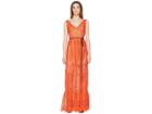 Ml Monique Lhuillier Lace Overlay Sleeveless Maxi Dress (persimmon) Women's Dress
