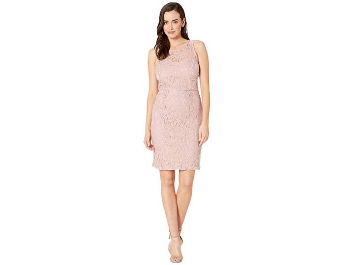 Marina Short A-line Sleeveless Dress With Cut In Neckline And Back Keyhole (blush) Women's Dress
