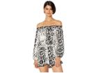 Bebe Off The Shoulder Ruffle Romper (mischievous Leopard) Women's Jumpsuit & Rompers One Piece
