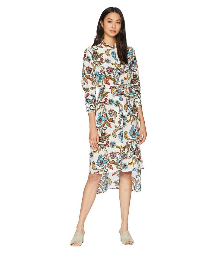 Juicy Couture Ornate Floral Paisley Silk Shirtdress (angel Ornate Floral) Women's Dress