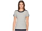 Lauren Ralph Lauren Striped Button-shoulder Top (parchment/polo Black) Women's Clothing