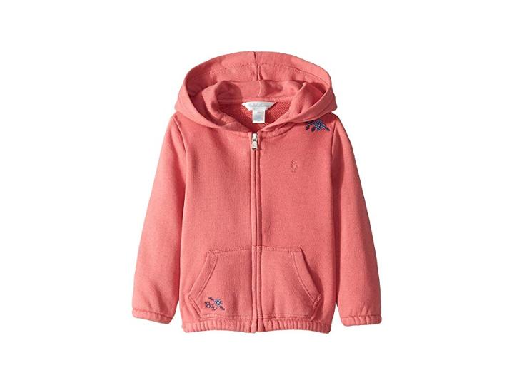 Ralph Lauren Baby Embroidered Terry Hoodie (infant) (adirondack Berry) Girl's Sweatshirt