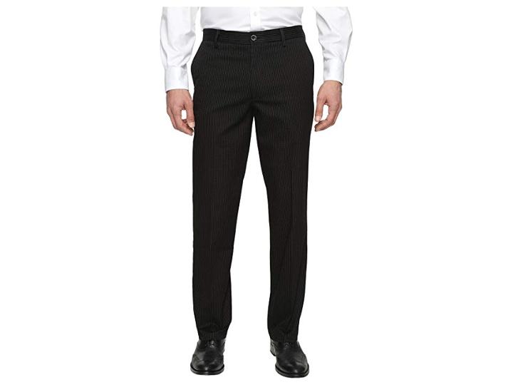 Dockers Signature Khaki D2 Straight Fit Flat Front (black Stretch Pinstripe) Men's Casual Pants