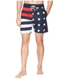 U.s. Polo Assn. 7 American Flag Print Swim Shorts (classic Navy) Men's Swimwear