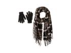 Steve Madden Plaid Boucle Blanket Wrap With Etouch Glove Set (black) Scarves