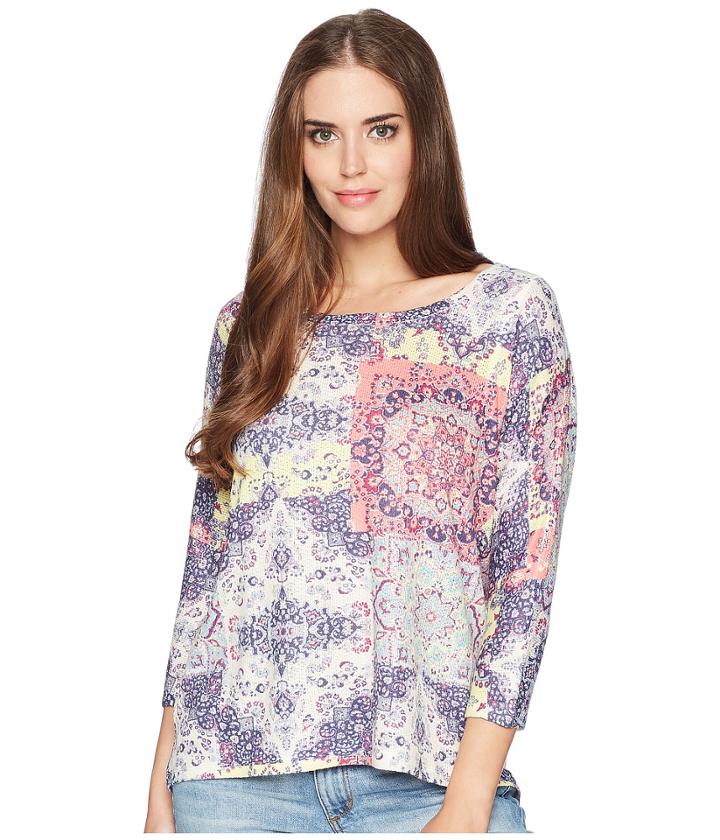 Nally & Millie Dolman Sleeve Tile Print Tunic (multi) Women's Blouse