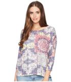 Nally & Millie Dolman Sleeve Tile Print Tunic (multi) Women's Blouse