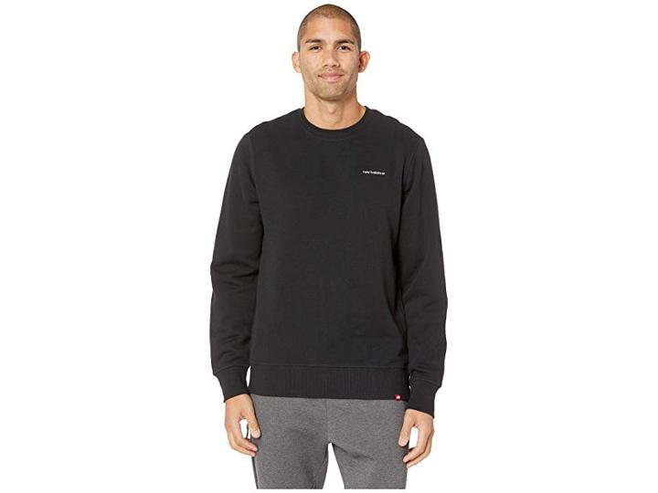 New Balance Essentials Mini Logo Crew Top (black) Men's Long Sleeve Pullover