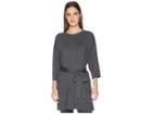Eileen Fisher Lightweight Cozy Tencel Stretch Round Neck 3/4 Sleeve Tunic With Belt (ash) Women's Clothing