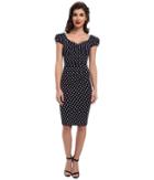 Stop Staring! Billionaire Elegant Twist Front Dress (navy/white Dot) Women's Dress