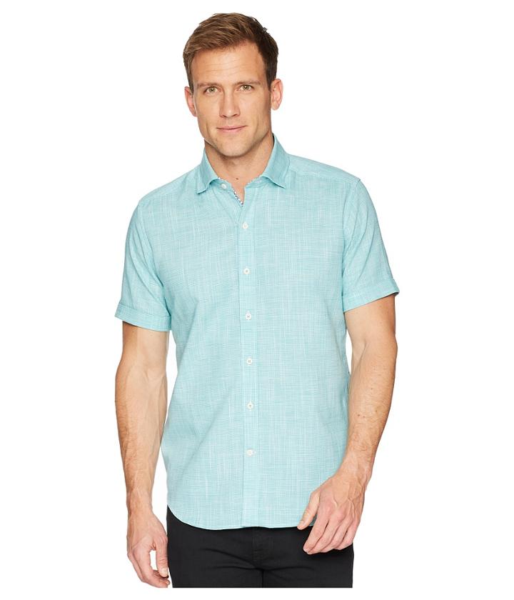 Robert Graham Modern Americana Isia Short Sleeve Woven Shirt (teal) Men's Clothing