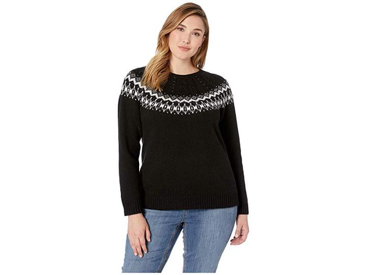 Lauren Ralph Lauren Plus Size Wool-blend Sweater (polo Black Multi) Women's Sweater
