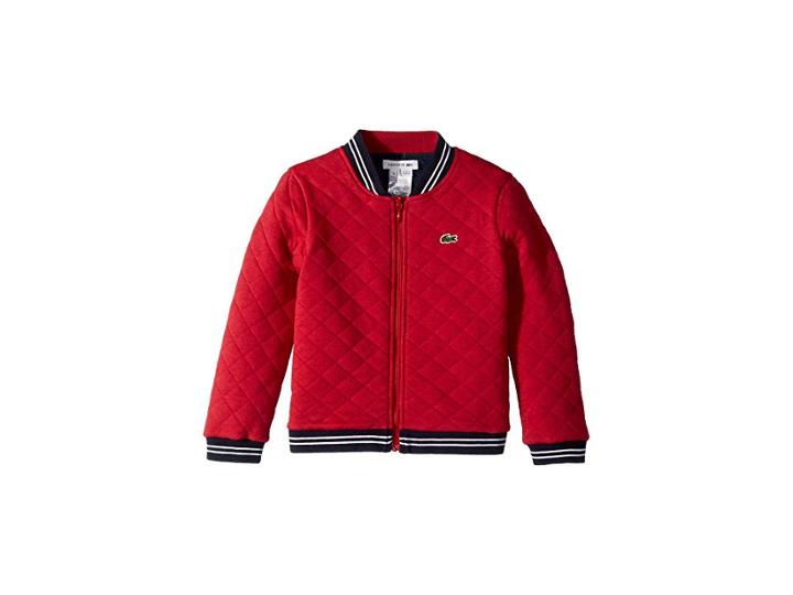 Lacoste Kids Quilted Reversible Teddy Sweatshirt (toddler/little Kids/big Kids) (lacquer/multicolor) Girl's Sweatshirt
