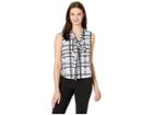 Calvin Klein Tie Neck Floral Sleeveless Top (opal Multi) Women's Clothing