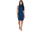 Adrianna Papell Petite Knit Crepe Mock Neck Sheath Dress (evening Sky) Women's Dress
