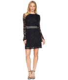 Juicy Couture Stevie Lace Dress W/ Embroidery (pitch Black) Women's Dress