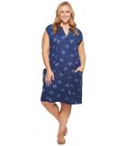 Extra Fresh By Fresh Produce Plus Size White Sea Star Lea Dress (moonlight Blue) Women's Dress