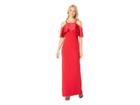 Adrianna Papell Long Crepe Dress Beaded Straps (red) Women's Dress