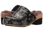 Jambu Monaco (dark Navy Floral Printed Leather/faux Fur) Women's Clog/mule Shoes