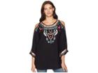 Scully Arron Georgette Style Top W/ Cold Shoulder Sleeves (black) Women's Clothing