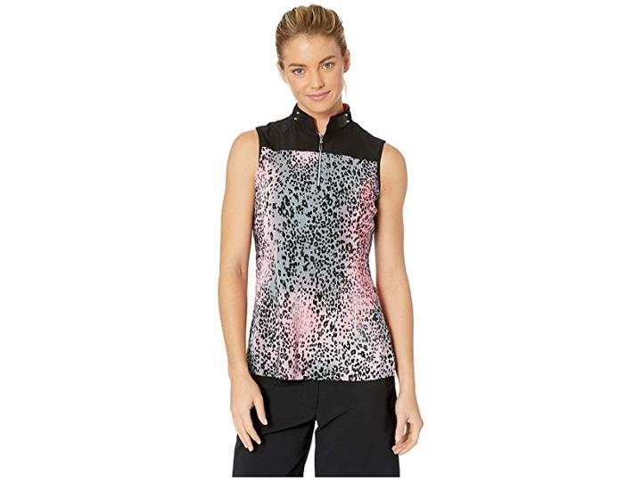 Jamie Sadock Crunchy Leopard Print Sleeveless Top (sage/luminosity Pink) Women's Clothing