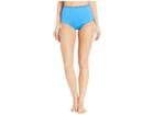 Kate Spade New York Fort Tilden Contrast Scalloped High-waisted Bikini Bottoms (riviera Blue) Women's Swimwear