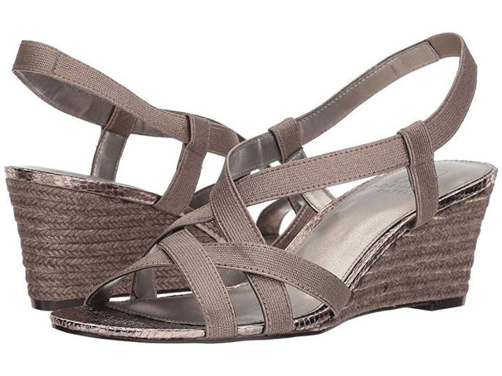 Adrianna Papell Alba (gunmetal Metallic Elastic) Women's Wedge Shoes