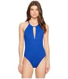 La Blanca Island Goddess Hi-neck Mio One-piece W/ Removable Cups (apollo Blue) Women's Swimsuits One Piece