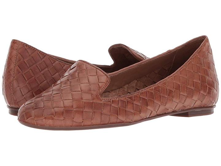 French Sole Admire (cognac Woven Leather) Women's Dress Flat Shoes