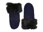 Ugg Fabric Mitten With Fur Trim (new Navy) Extreme Cold Weather Gloves