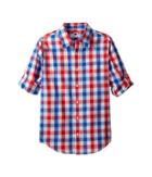 Janie And Jack Roll Sleeve Button-up Shirt (toddler/little Kids/big Kids) (patriotic Plaid) Boy's Long Sleeve Button Up