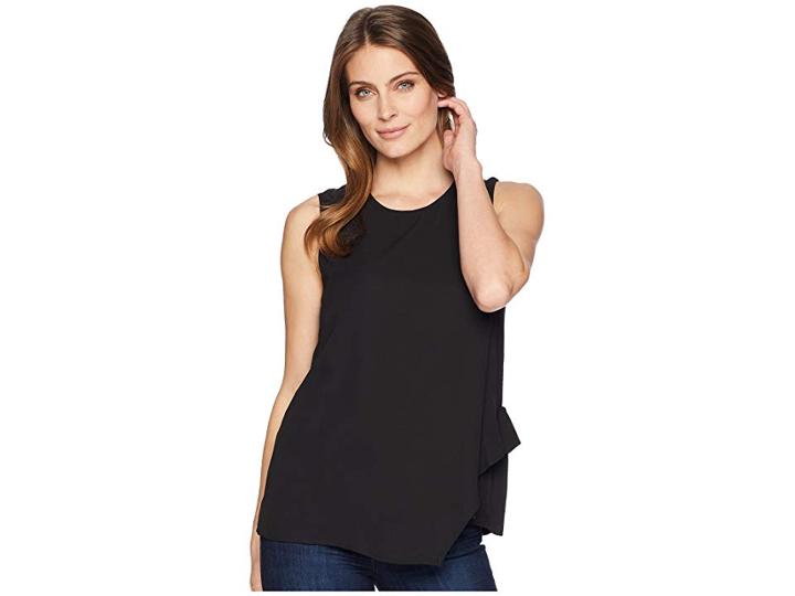 Ivanka Trump Sleeveless Top With Side Ties And Open Hem (black) Women's Clothing