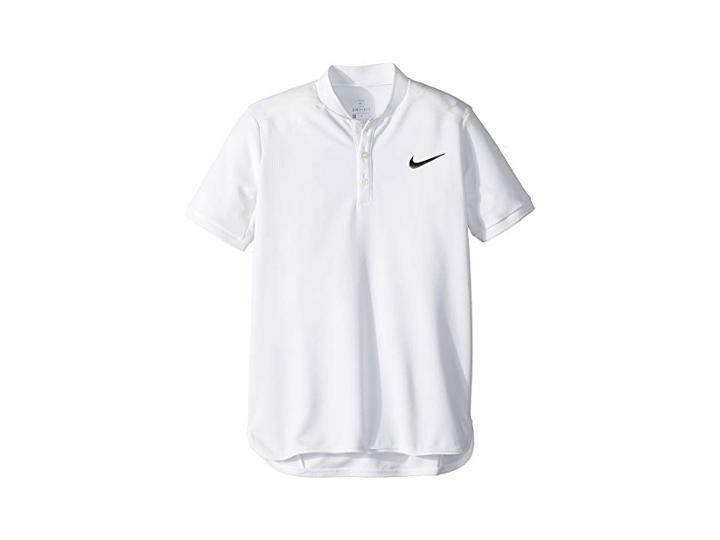 Nike Kids Court Advantage Tennis Polo (little Kids/big Kids) (white/black) Boy's Clothing