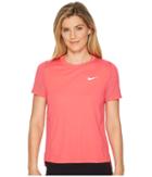 Nike Dry Miler Short-sleeve Running Top (sea Coral) Women's Short Sleeve Pullover