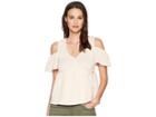 Lucky Brand Cold Shoulder Gauze Top (blush) Women's Short Sleeve Pullover