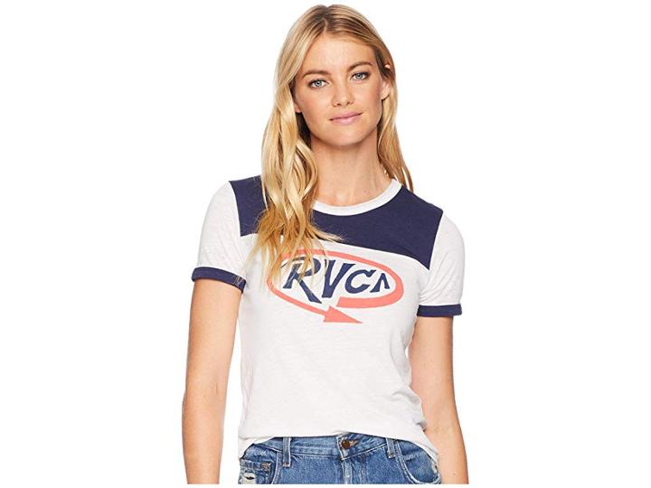 Rvca Looped Ringer T-shirt (shady Blue) Women's Clothing