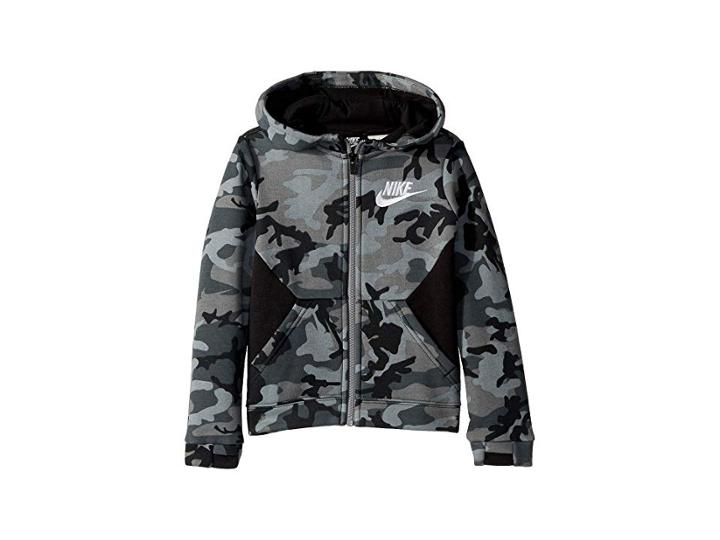 Nike Kids Club Fleece All Over Print Full Zip (little Kids) (black) Boy's Sweatshirt