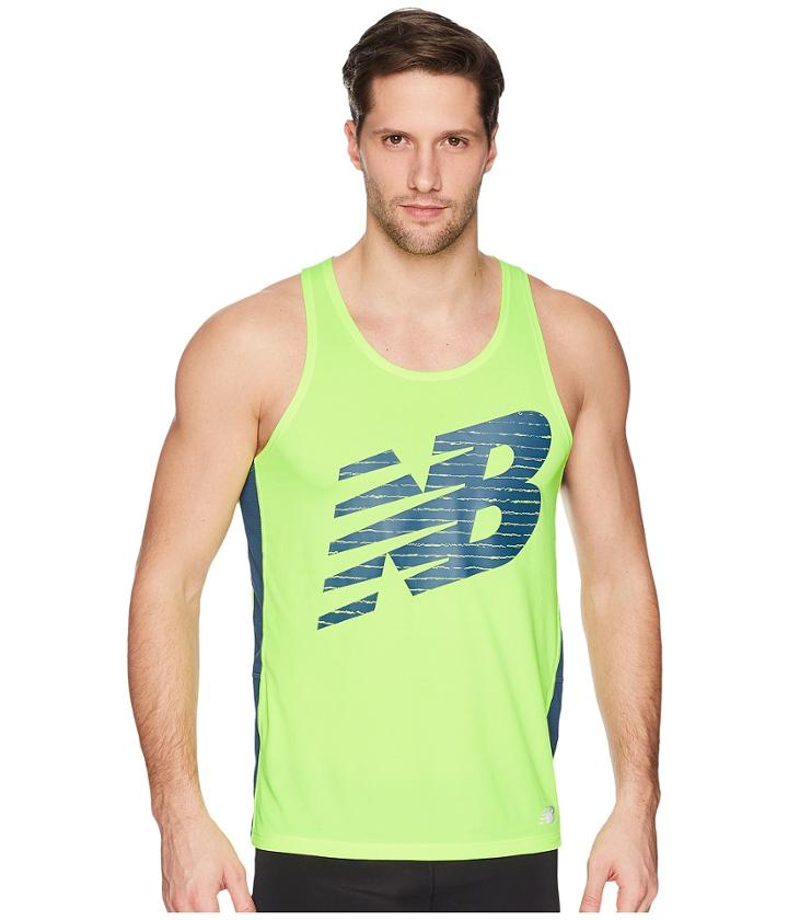 New Balance Printed Accelerate Singlet (hi-lite/north Sea) Men's Sleeveless