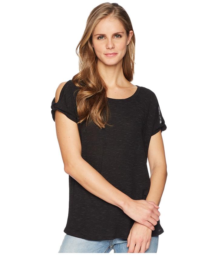 Tribal Slub Knit Twisted Cap Sleeve Top (black) Women's T Shirt