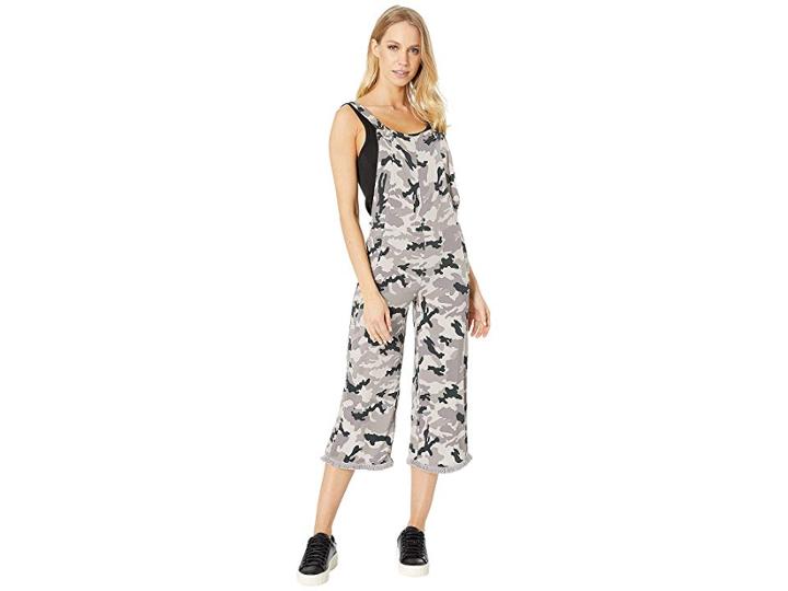 Chaser Heirloom Woven Cross-back Cropped Overalls (camo) Women's Jumpsuit & Rompers One Piece