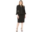Tahari By Asl Plus Size Skirt Suit With Collarless Jacket (black) Women's Suits Sets